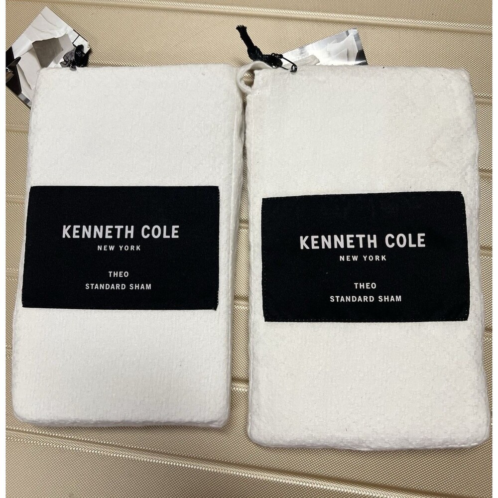 KENNETH COLE NEW YORK Theo Standard Sham WHITE- Set of 2